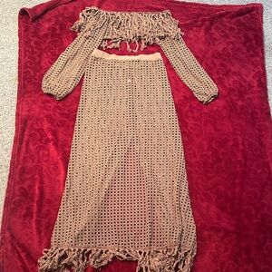 Elegant Tan Crochet Skirt